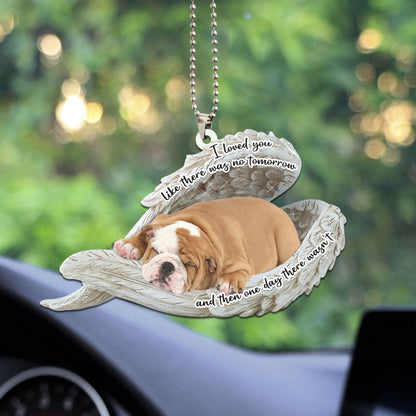 Bulldog Sleeping Angel Personalizedwitch Flat Car Ornament