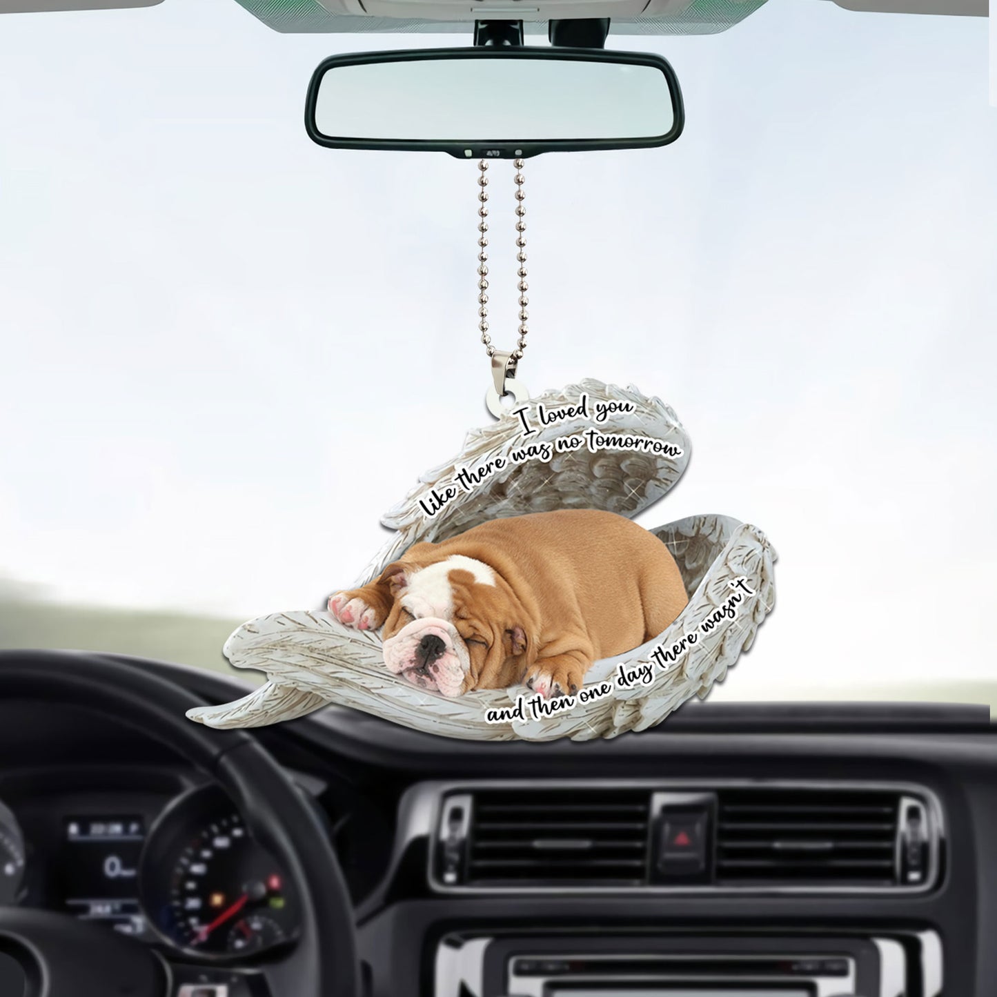 Bulldog Sleeping Angel Personalizedwitch Flat Car Ornament