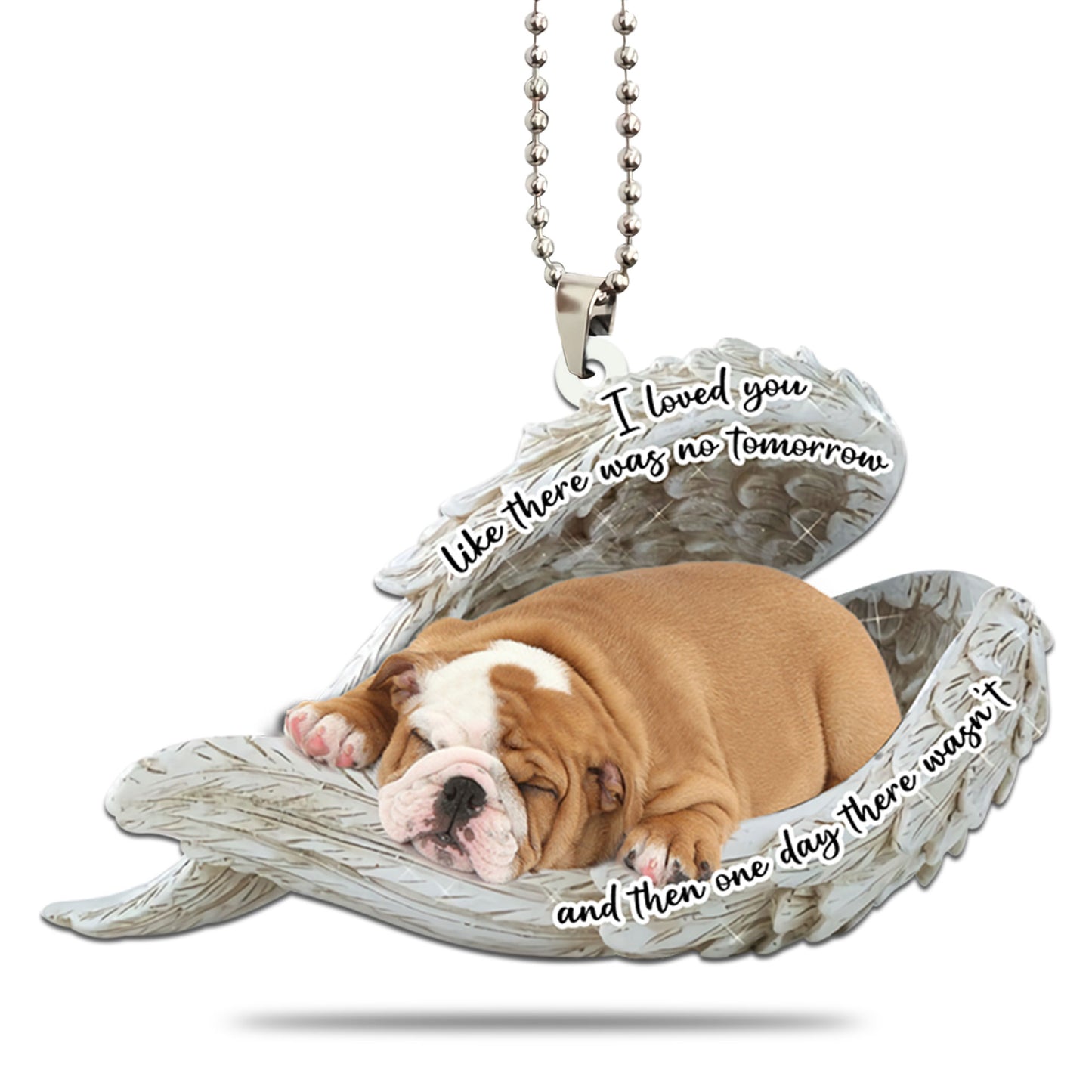 Bulldog Sleeping Angel Personalizedwitch Flat Car Ornament