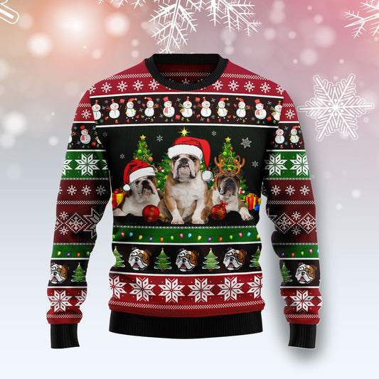 Bulldog Group Beauty TY0511 Ugly Christmas Sweater unisex womens & mens, couples matching, friends, funny family sweater gifts (plus size available)