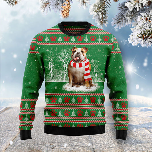 Bulldog Winter Tree G51125 unisex womens & mens, couples matching, friends, dog lover funny family ugly christmas holiday sweater gifts (plus size available)