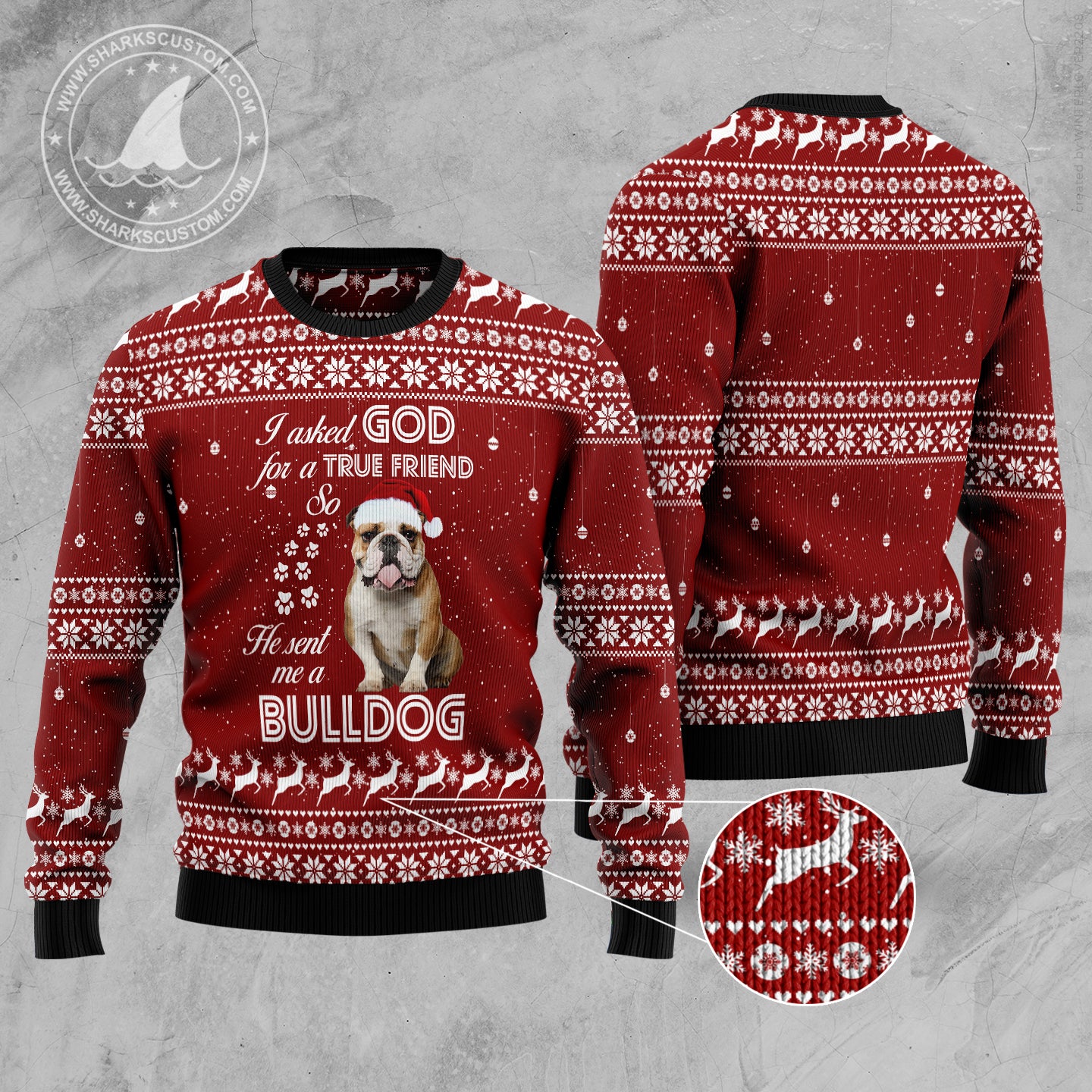 Bulldog True Friend TG5113 Ugly Christmas Sweater