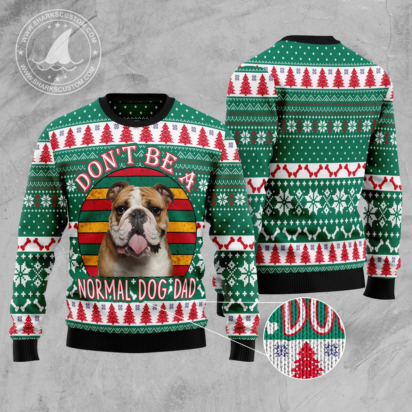 Bulldog Dog Dad TG51110 Ugly Christmas Sweater