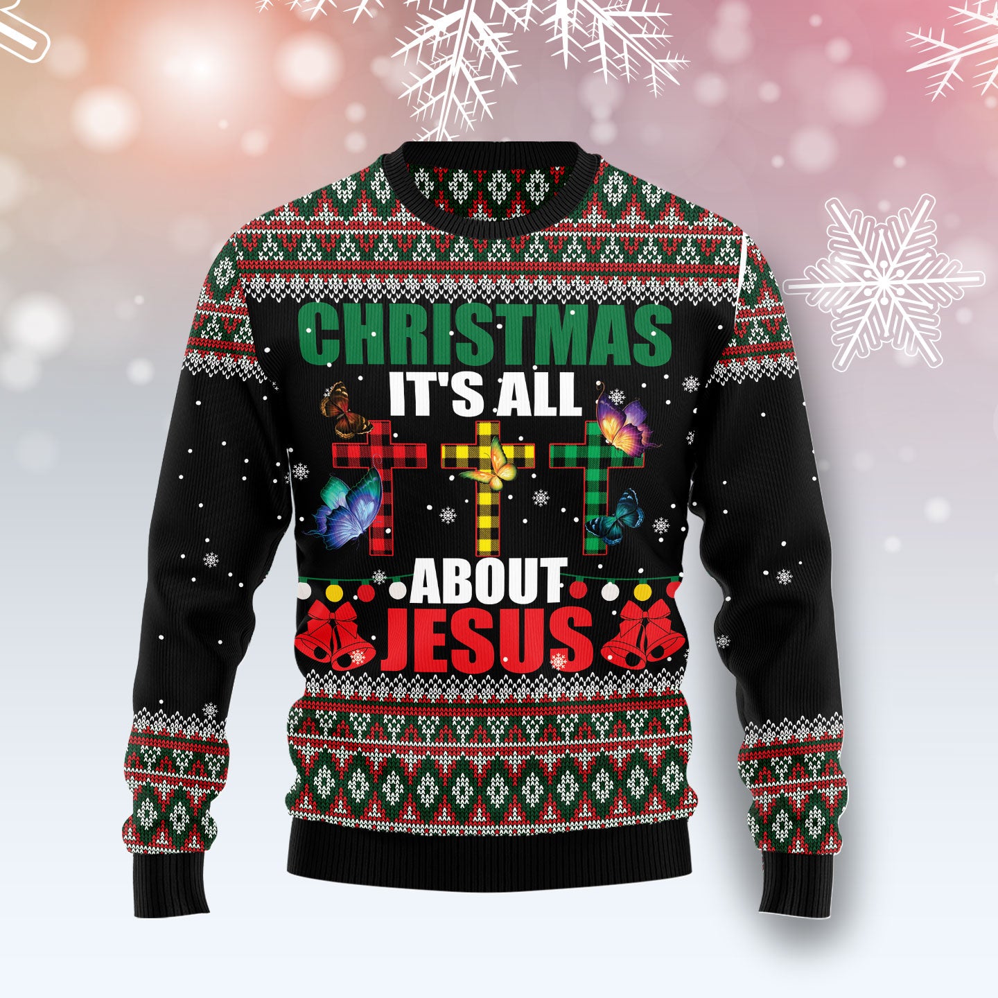 Butterfly All About Jesus D1211 Ugly Christmas Sweater