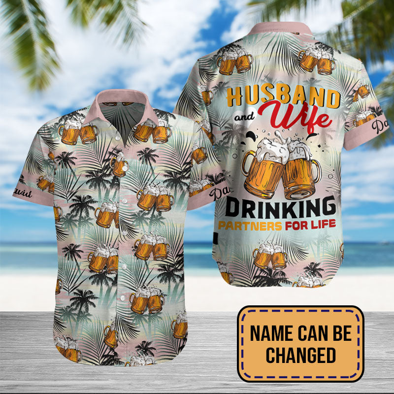 Drinking Partner For Life Custom Names - Hawaiian Shirt Personalizedwitch For Beer Lover