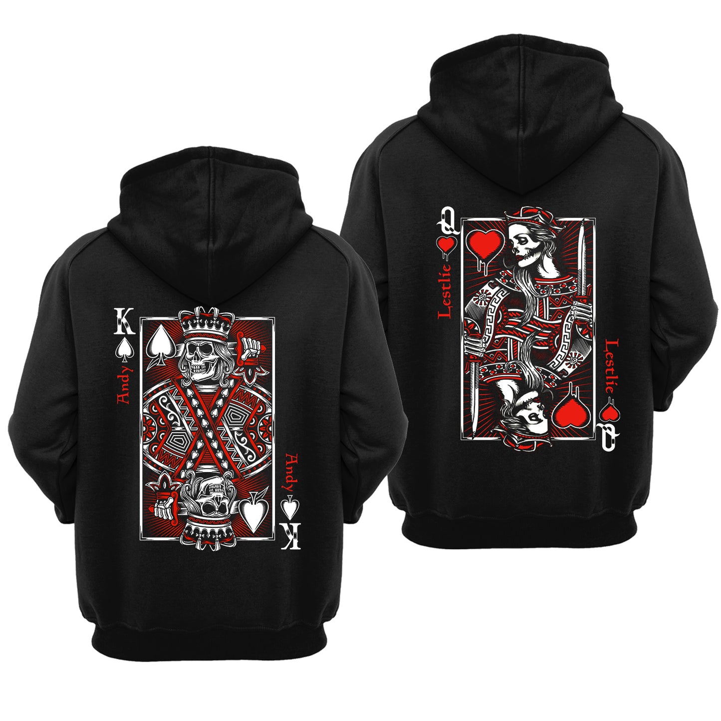 King Queen Skull Couple Hoodies Valentine Gift Couple Matching Hoodie