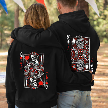 King Queen Skull Couple Hoodies Valentine Gift Couple Matching Hoodie