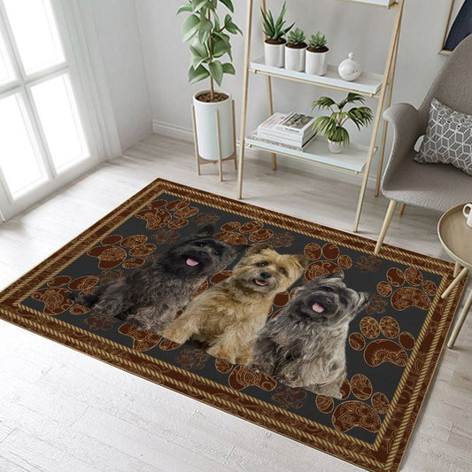 Cairn Terrier Floral Paw Rectangle Rug