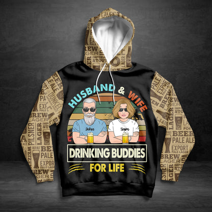 Drinking Buddies For Life Custom All Over Print Hoodie