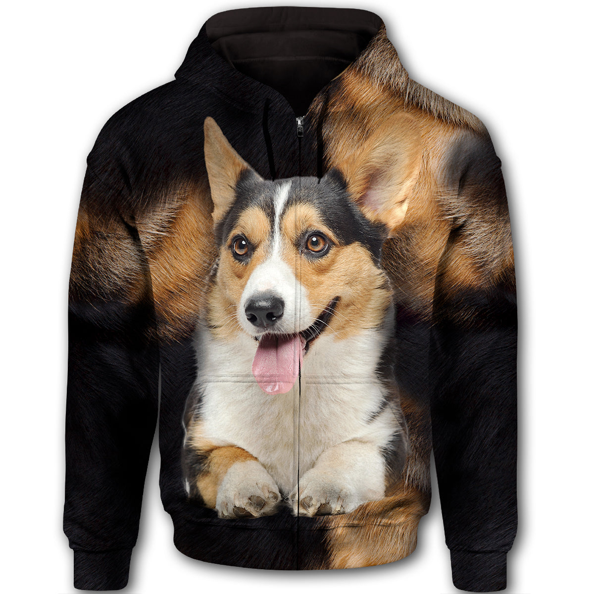 Cardigan Welsh Corgi Cute Dog Face T284 - All Over Print Zip Hoodie