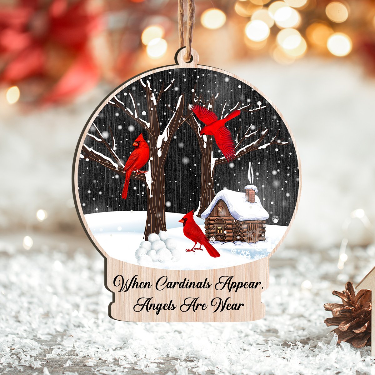 When Cardinal Appear Angels Are Near Memorial Personalizedwitch Printed Christmas Wood Ornament
