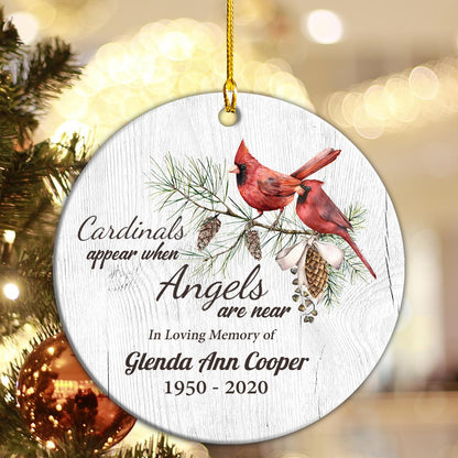 Custom Name And Period Cardinals Appear When Angels Are Near Memorial Personalizedwitch Personalized Christmas Ornament