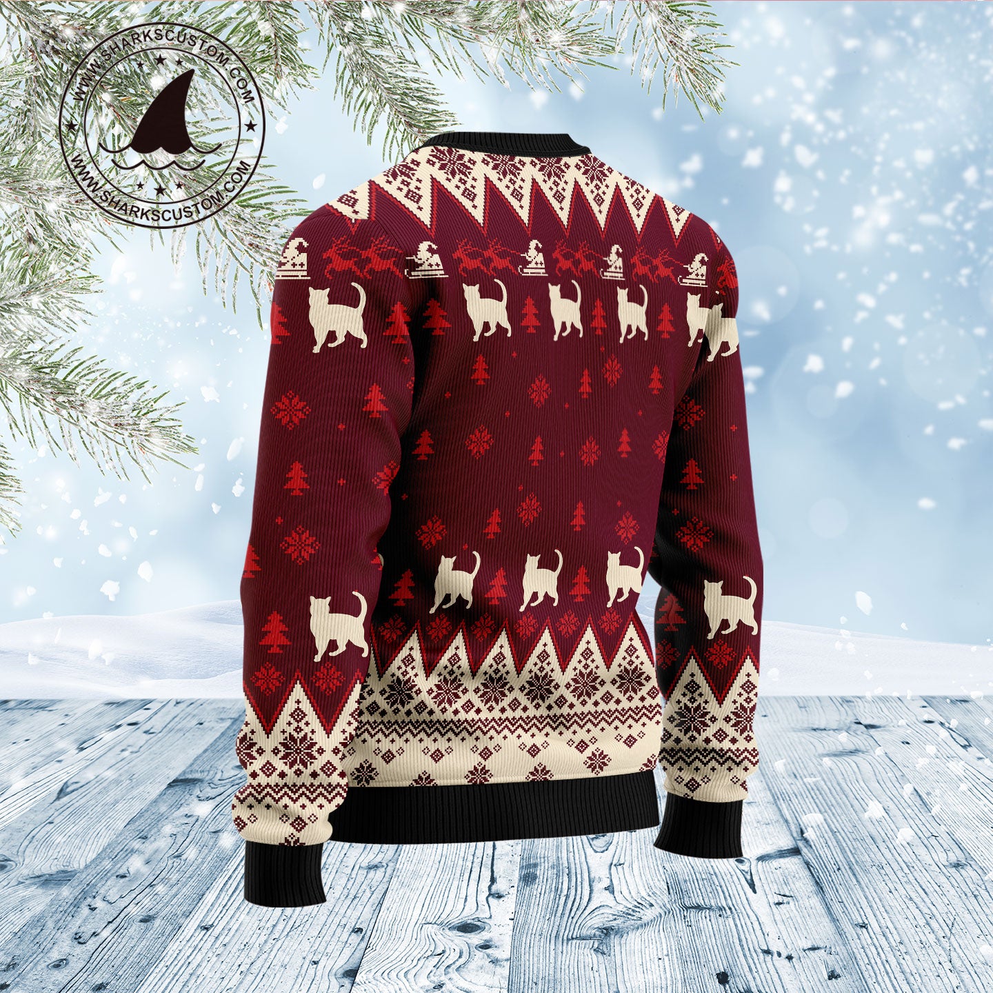 Cat Decor Pine D1011 Ugly Christmas Sweater