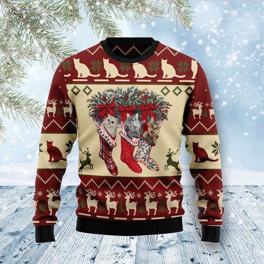 Cat and Sock Xmas D2810 Ugly Christmas Sweater