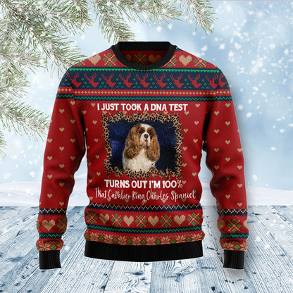 Cavalier King Charles Spaniel DNA D1011 Ugly Christmas Sweater