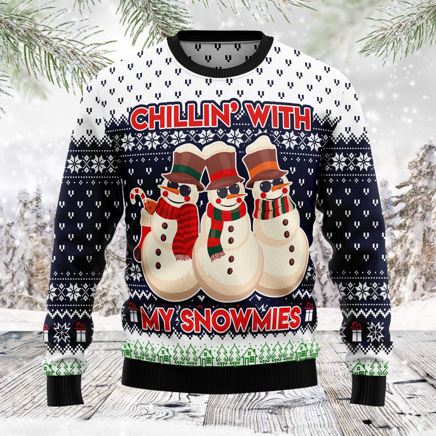 Chilling With My Snowmies TG51127 unisex womens & mens, couples matching, friends, funny family ugly christmas holiday sweater gifts (plus size available)