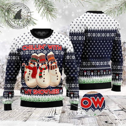 Chilling With My Snowmies TG51127 unisex womens & mens, couples matching, friends, funny family ugly christmas holiday sweater gifts (plus size available)