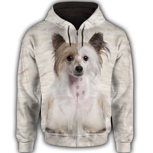 Chinese Crested Cute Dog Face T284 - All Over Print Zip Hoodie