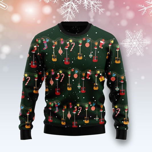 Christmas Instrument Electric Guitar TG51020 Ugly Christmas Sweater unisex womens & mens, couples matching, friends, funny family sweater gifts (plus size available)
