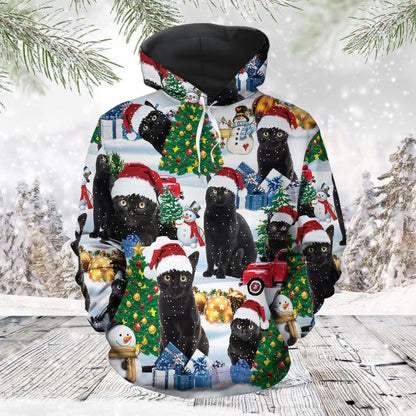 Christmas Black Cat TG51211 unisex womens & mens, couples matching, friends, cat lover, funny family sublimation 3D hoodie christmas holiday gifts (plus size available)
