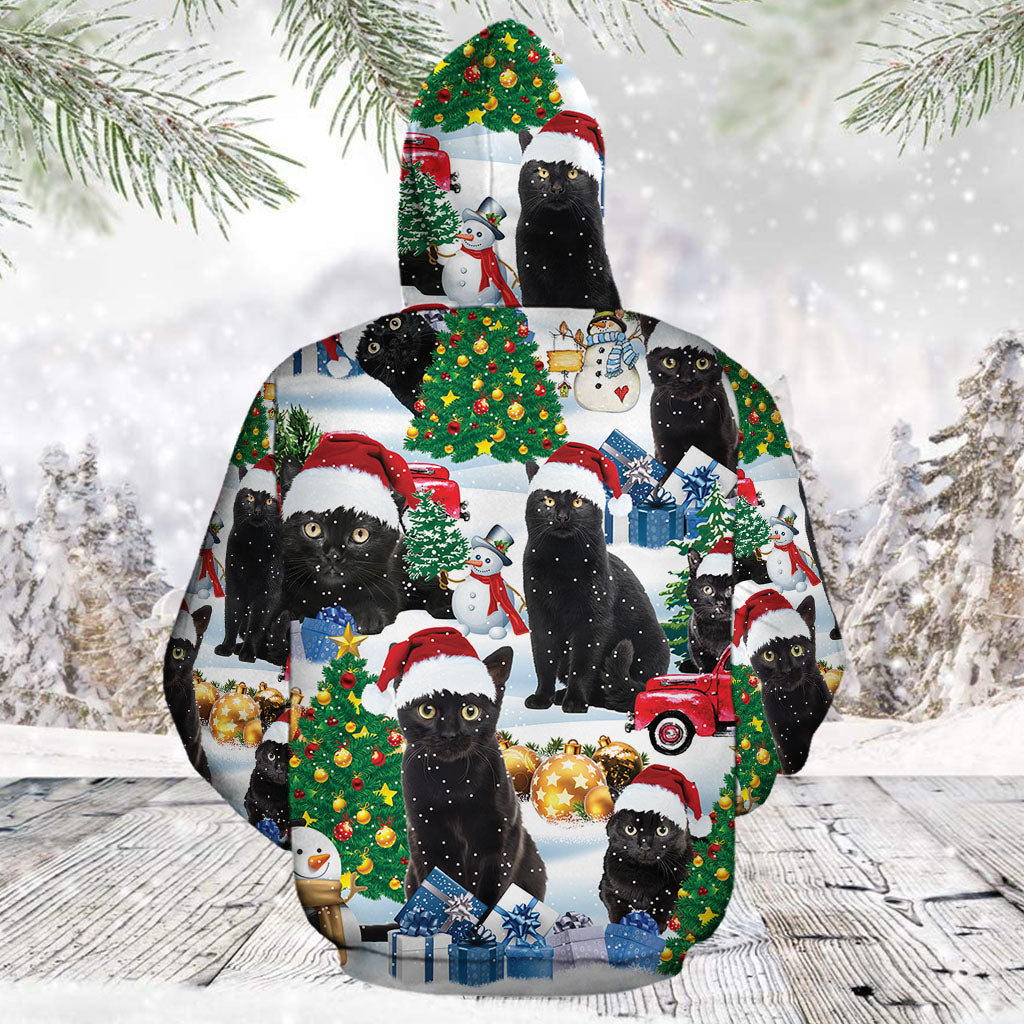 Christmas Black Cat TG51211 unisex womens & mens, couples matching, friends, cat lover, funny family sublimation 3D hoodie christmas holiday gifts (plus size available)