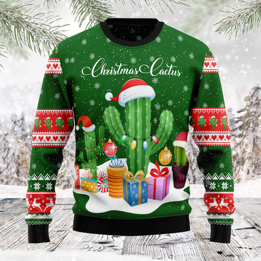 Christmas Cactus TG51127 unisex womens & mens, couples matching, friends, cactus lover, funny family ugly christmas holiday sweater gifts (plus size available)