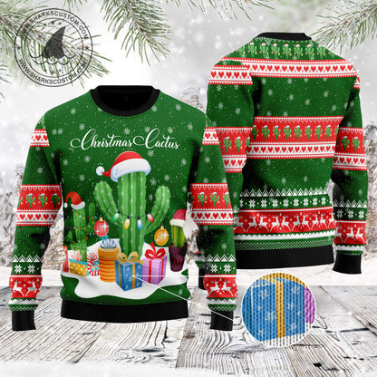 Christmas Cactus TG51127 unisex womens & mens, couples matching, friends, cactus lover, funny family ugly christmas holiday sweater gifts (plus size available)