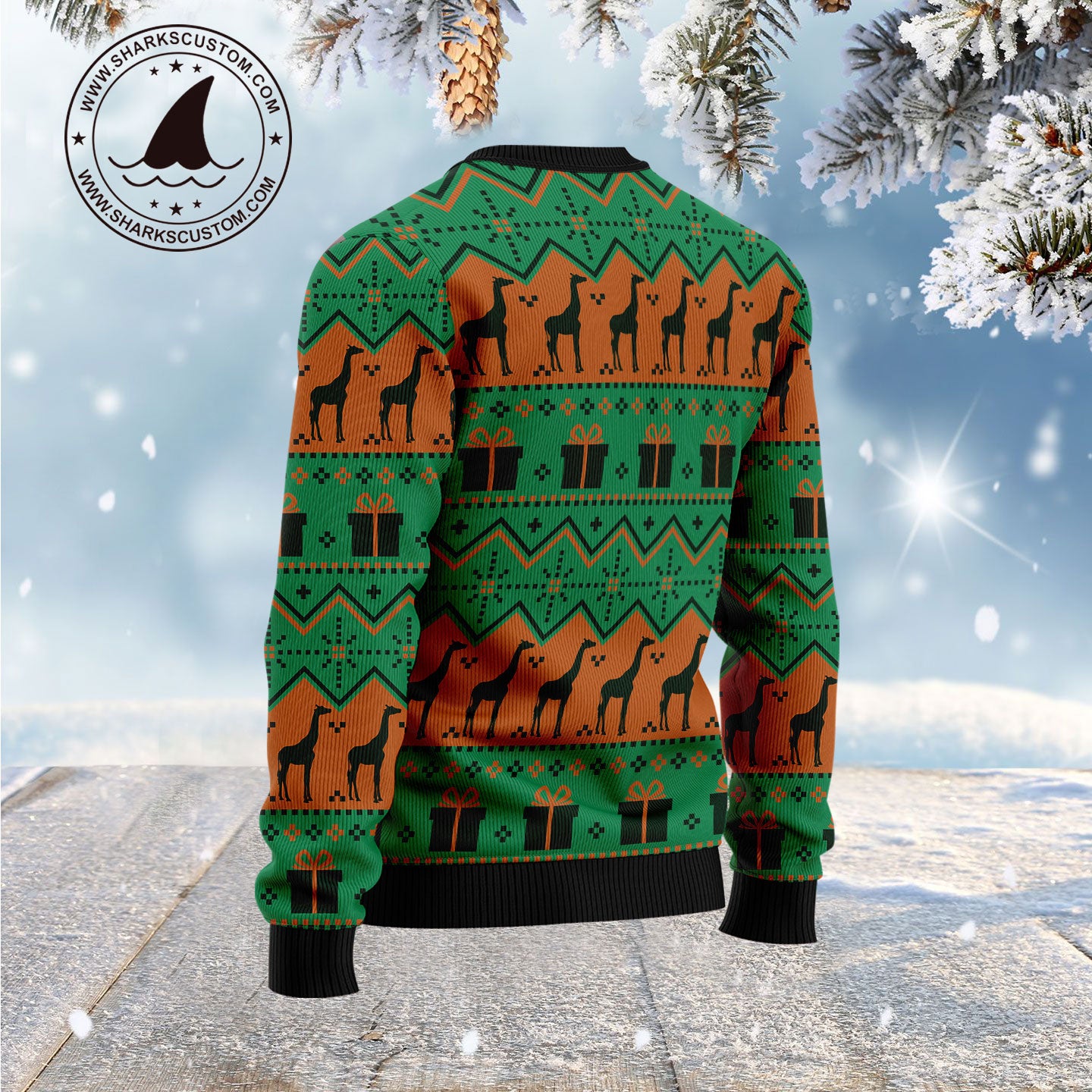 Christmas Tree Giraffe G5128 - Ugly Christmas Sweater unisex womens & mens, couples matching, friends, giraffe lover, funny family sweater gifts (plus size available)