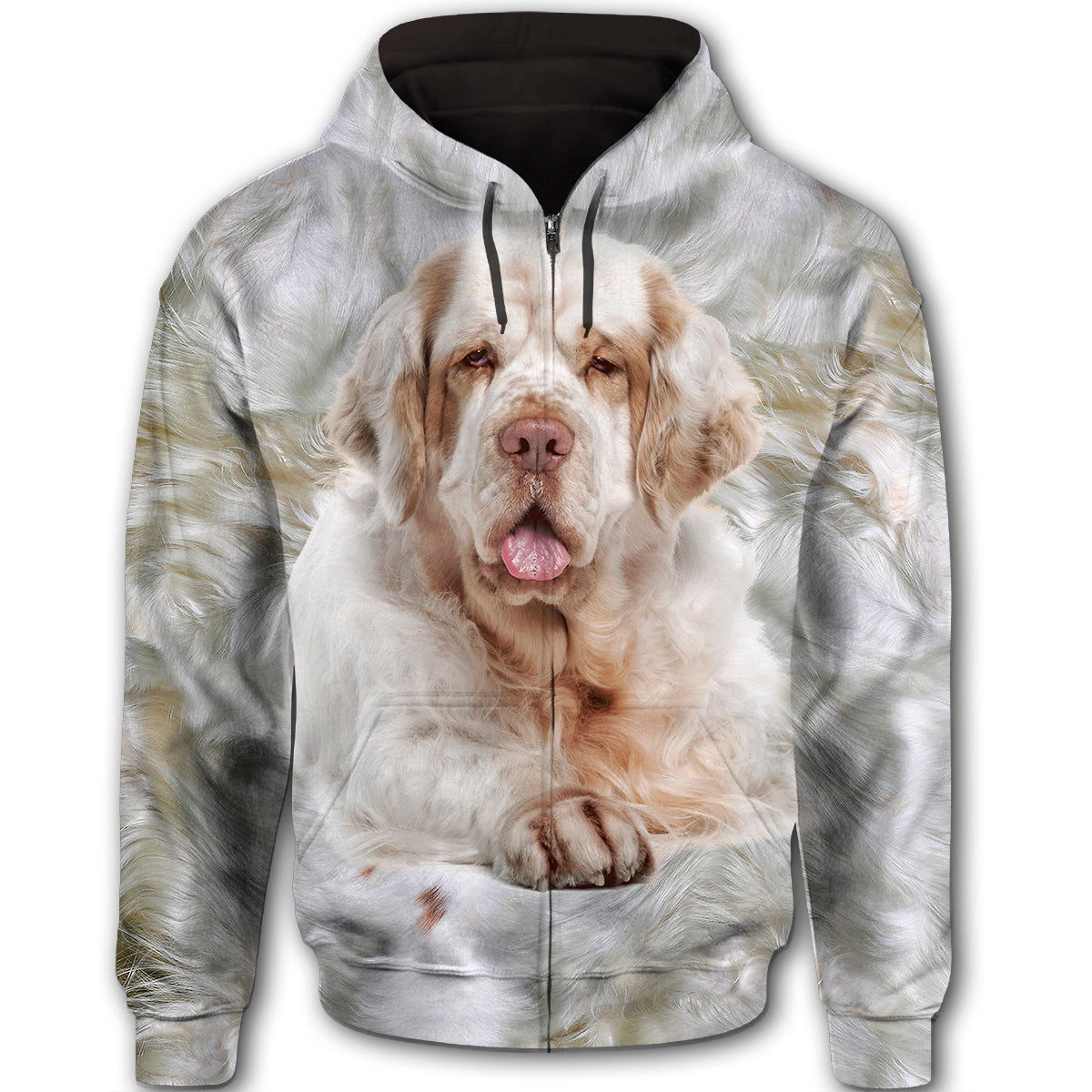 Clumber Spaniel Cute Dog Face T284 - All Over Print Zip Hoodie