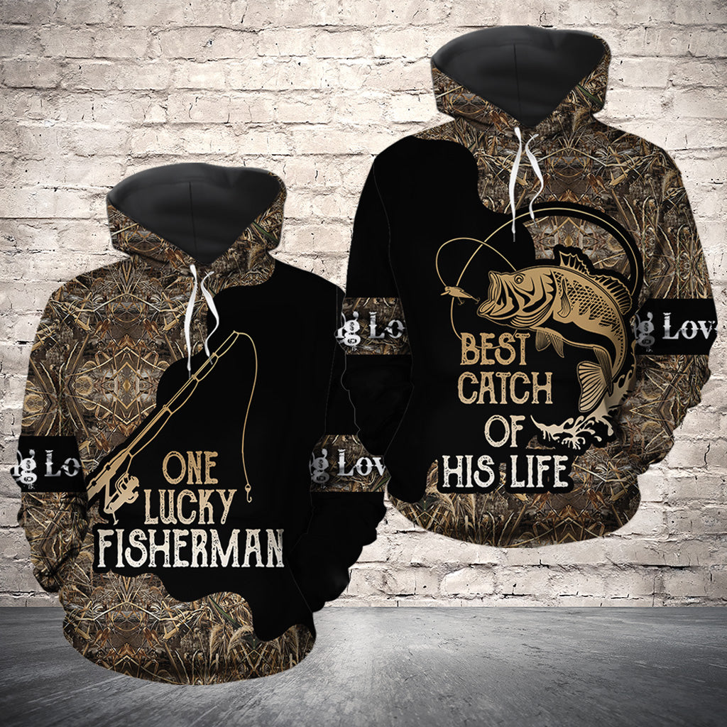 Fishing Lover All Over Print Valentine Gift Couple Matching 3D Hoodie