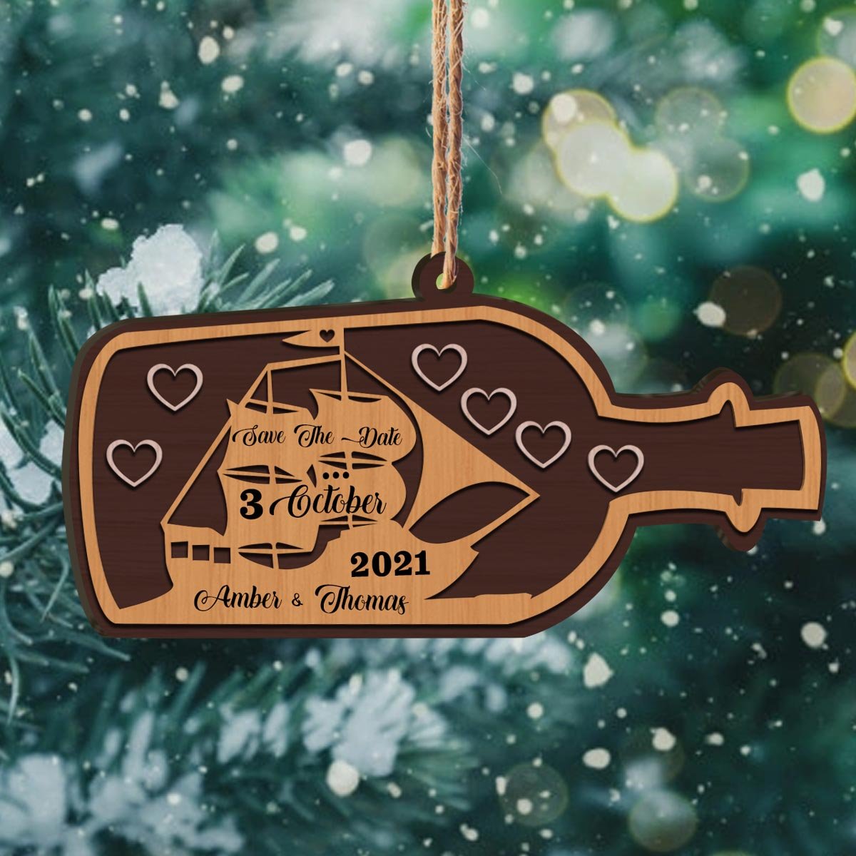 Couple Save The Date Anniversary Personalizedwitch Personalized Printed Wood Christmas Ornament