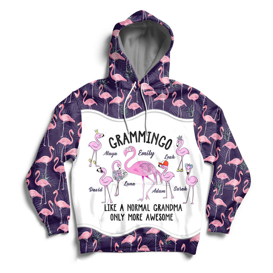 Grammingo Like A Normal Grandma Only More Awesome Flamingo Custom All Over Print Hoodie