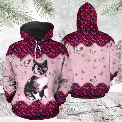 Cute Cat Butterfly TG51211 unisex womens & mens, couples matching, friends, cat lover, funny family sublimation 3D hoodie christmas holiday gifts (plus size available)