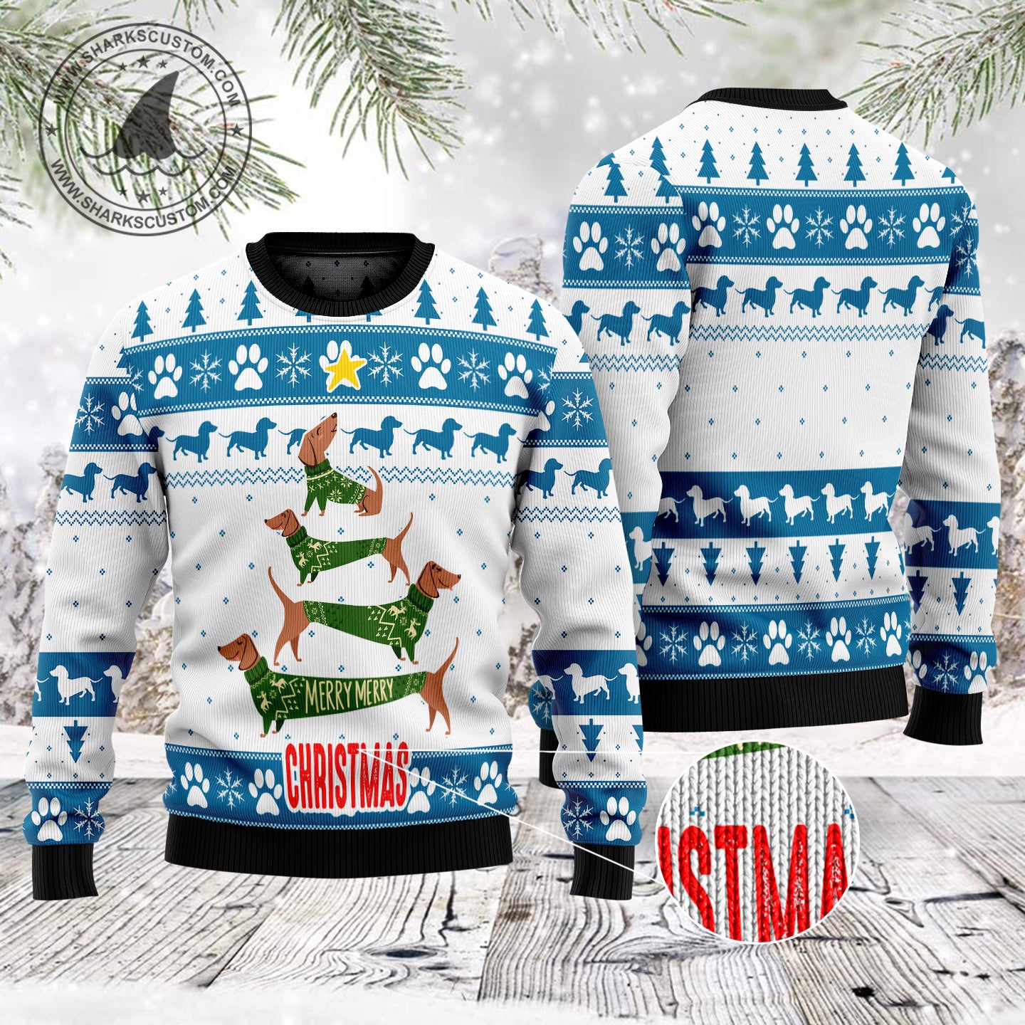 Cute Dachshund TG5123 unisex womens & mens, couples matching, friends, dachshund lover, dog lover, dog gift, funny family ugly christmas holiday sweater gifts (plus size available)