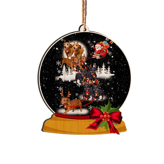 Dachshund Snow Globe Personalizedwitch Printed Wood Christmas Ornament