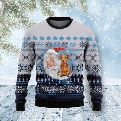 Dachshund Love Santa Moon D1311 Ugly Christmas Sweater