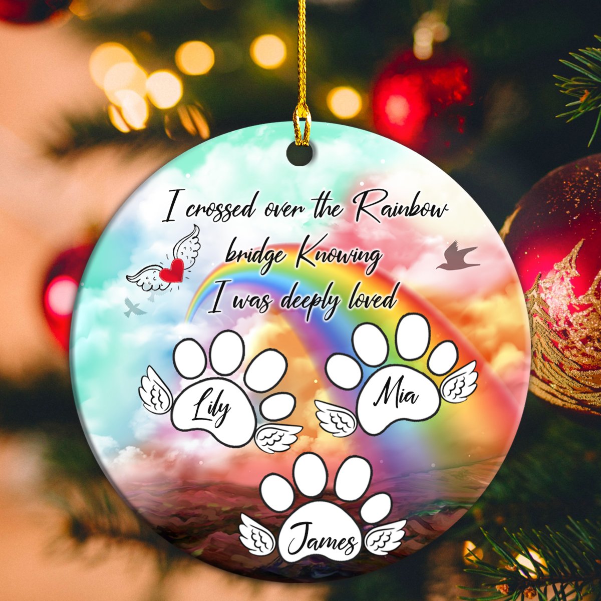 Dog Paws Rainbow Personalizedwitch Personalized Christmas Ornament