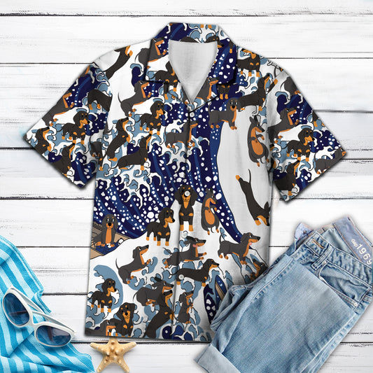 Dachshund Waves - Hawaiian Aloha Shirt