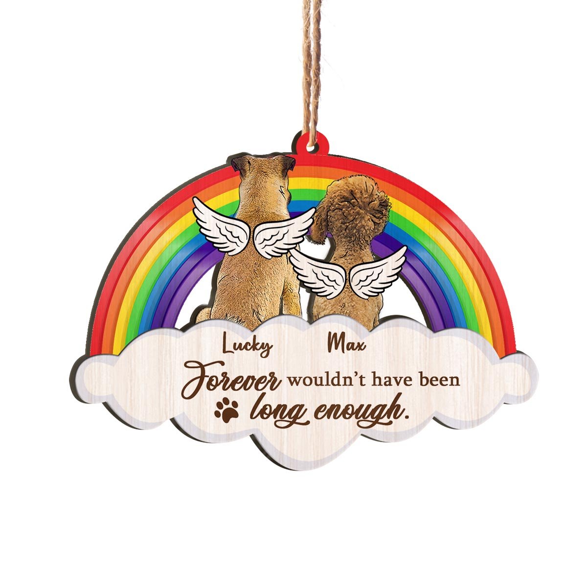 Dog Rainbow Forever Personalizedwitch Personalized Christmas Printed Wood Memorial Ornament
