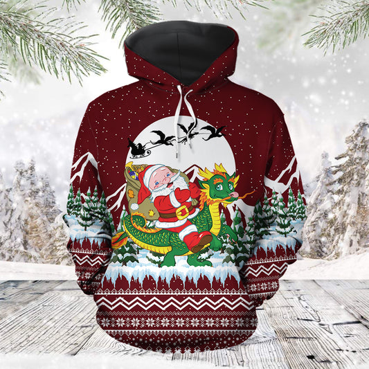 Dragon Santa Clause TG5124 unisex womens & mens, couples matching, friends, dragon lover, funny family sublimation 3D hoodie christmas holiday gifts (plus size available)