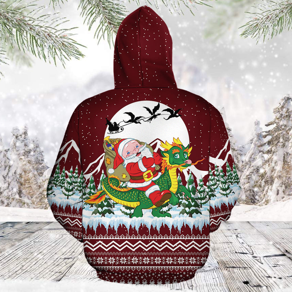 Dragon Santa Clause TG5124 unisex womens & mens, couples matching, friends, dragon lover, funny family sublimation 3D hoodie christmas holiday gifts (plus size available)
