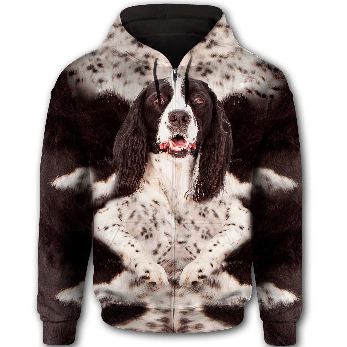 English Springer Spaniel Cute Dog Face T284 - All Over Print Zip Hoodie