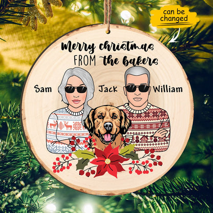 Merry Christmas From The Bakers Couple And Dog Personalizedwitch Personalized Christmas Printed Wood Ornament