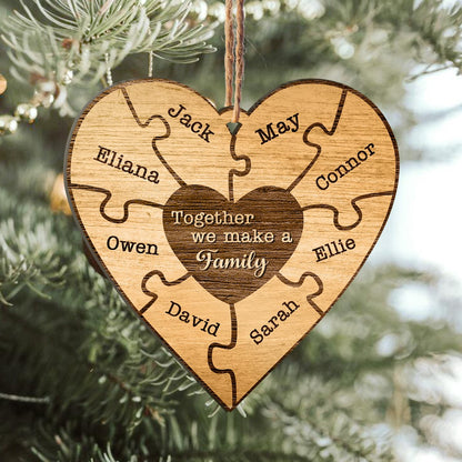 Family Heart Custom Member Names Personalizedwitch Personalized Layered Wood Christmas Ornament