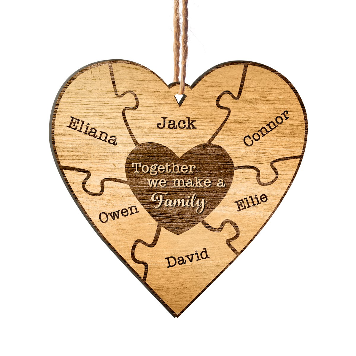 Family Heart Custom Member Names Personalizedwitch Personalized Layered Wood Christmas Ornament