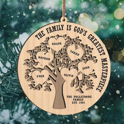 The Family Is God's Greatest Masterpiece Christmas Personalizedwitch Personalized Layered Wood Ornament