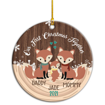 Custom Name And Year Our First Christmas Together Fox Family Anniversary Personalizedwitch Personalized Christmas Ornament
