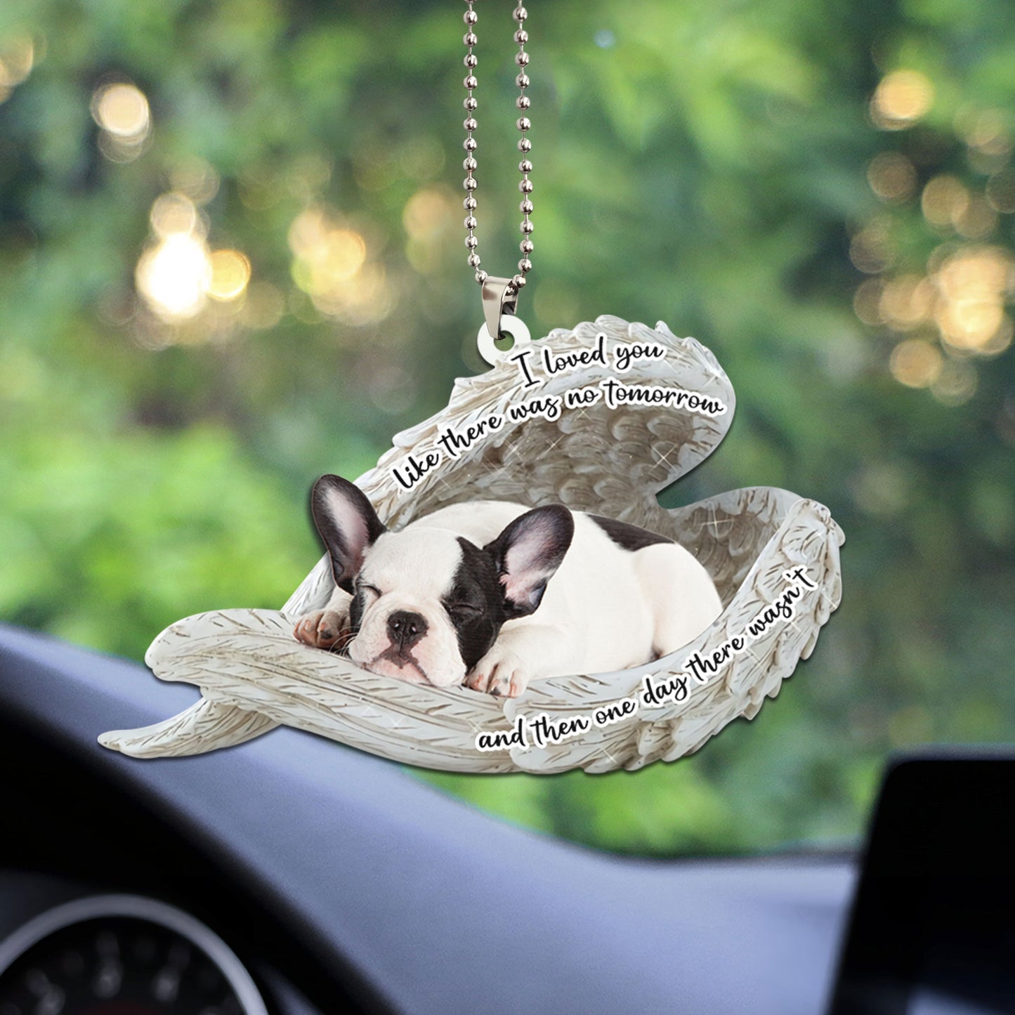French Bulldog Sleeping Angel Personalizedwitch Flat Car Ornament