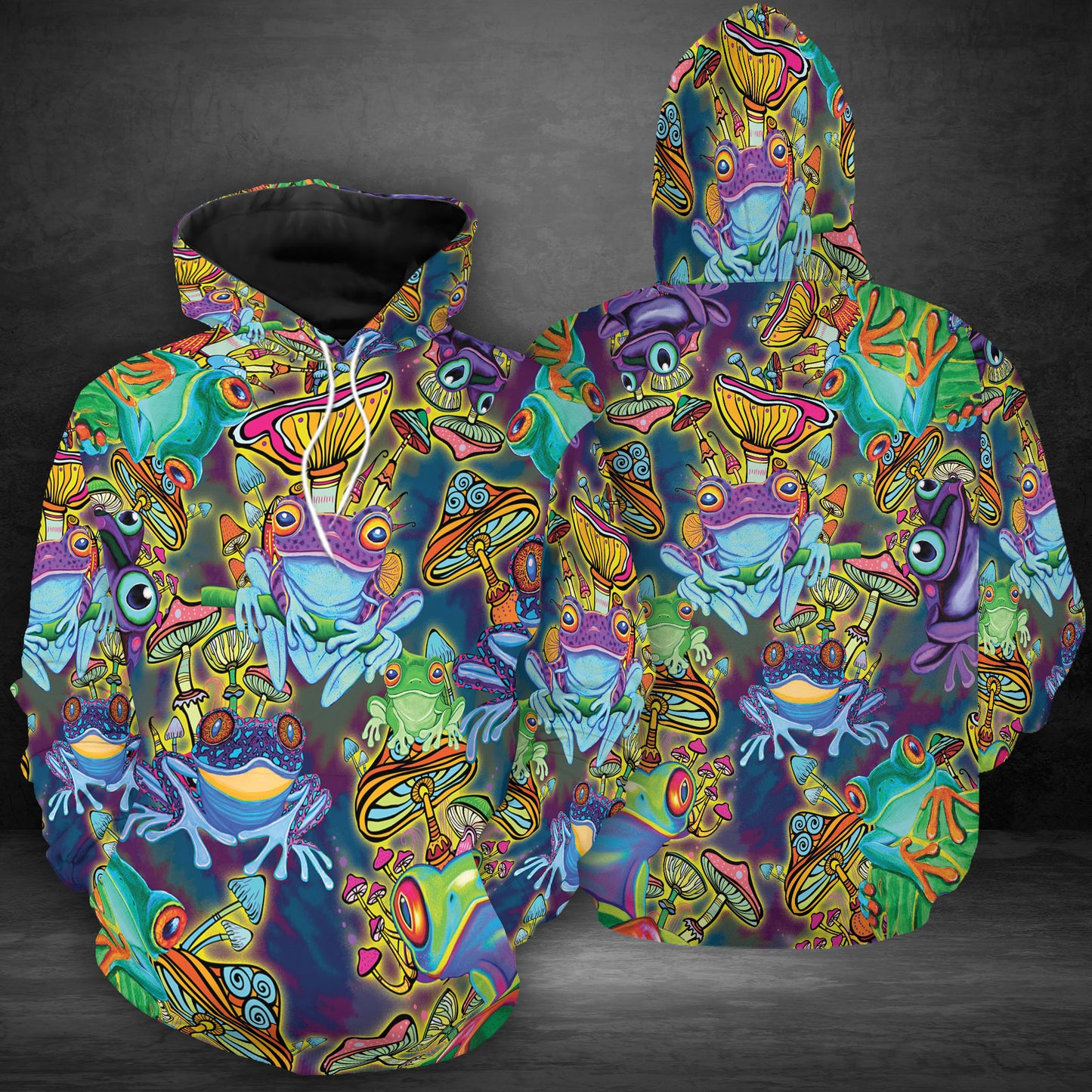 Amazing Frogs Mushroom Hippie Style G51127 unisex womens & mens, couples matching, friends, hippie lover, funny family sublimation 3D hoodie christmas holiday gifts (plus size available)