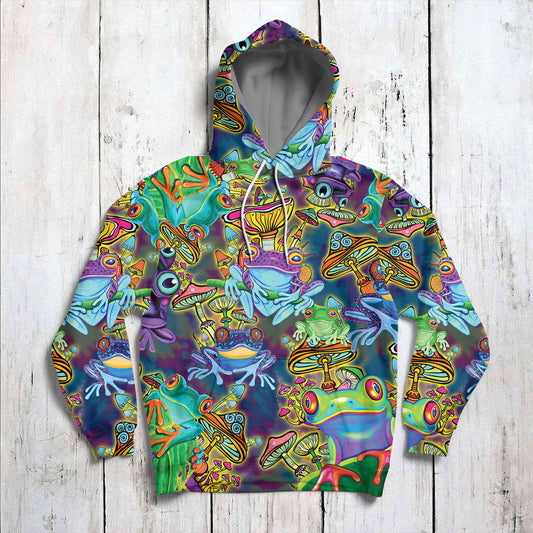 Amazing Frogs Mushroom Hippie Style G51127 unisex womens & mens, couples matching, friends, hippie lover, funny family sublimation 3D hoodie christmas holiday gifts (plus size available)